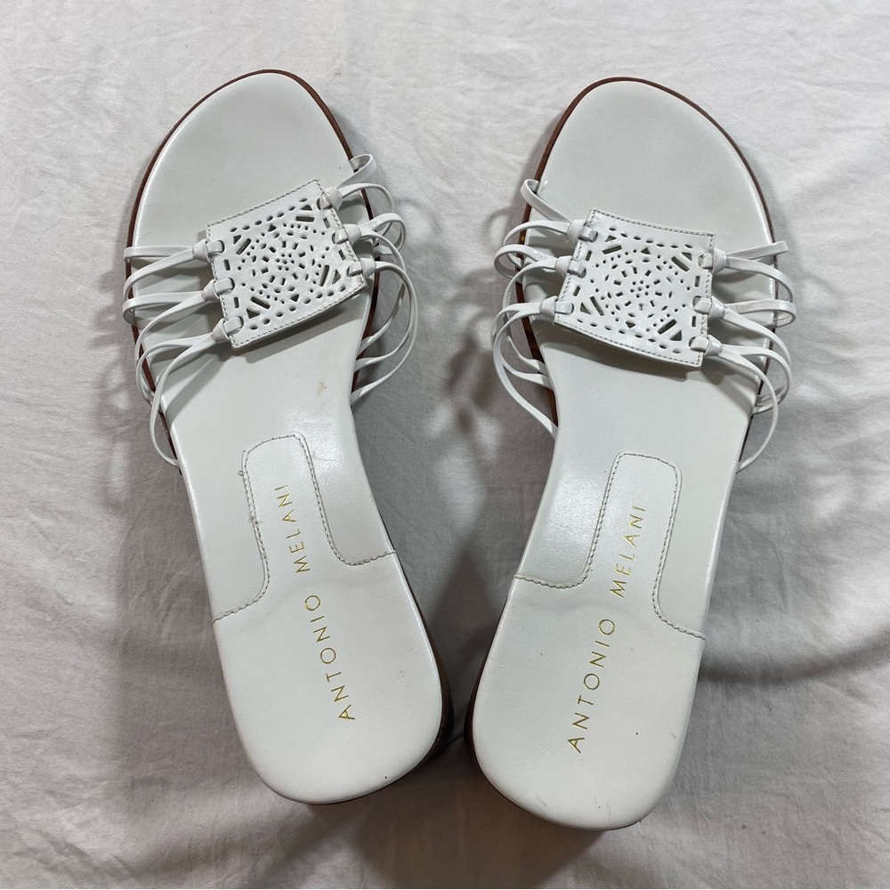 Antonio Melani Sandals Leather White Slide Sandals Women 10M - Picture 5 of 6